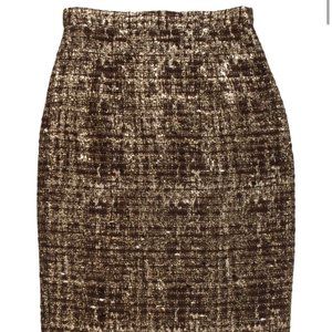 Alice + Olivia Gold Tweed Skirt, 0